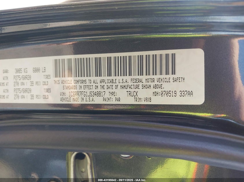 2018 Ram 1500 Express 4X4 6'4 Box VIN: 1C6RR7FG1JS348817 Lot: 43195542