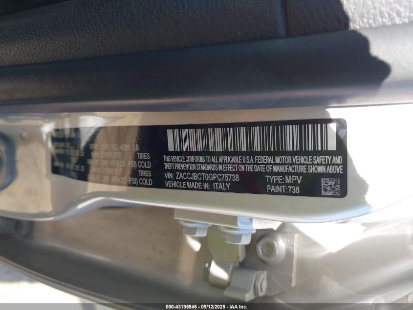 2016 Jeep Renegade Trailhawk VIN: ZACCJBCT0GPC75738 Lot: 43195546