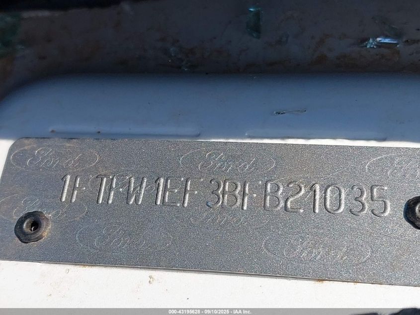 2011 Ford F-150 Lariat VIN: 1FTFW1EF3BFB21035 Lot: 43195628