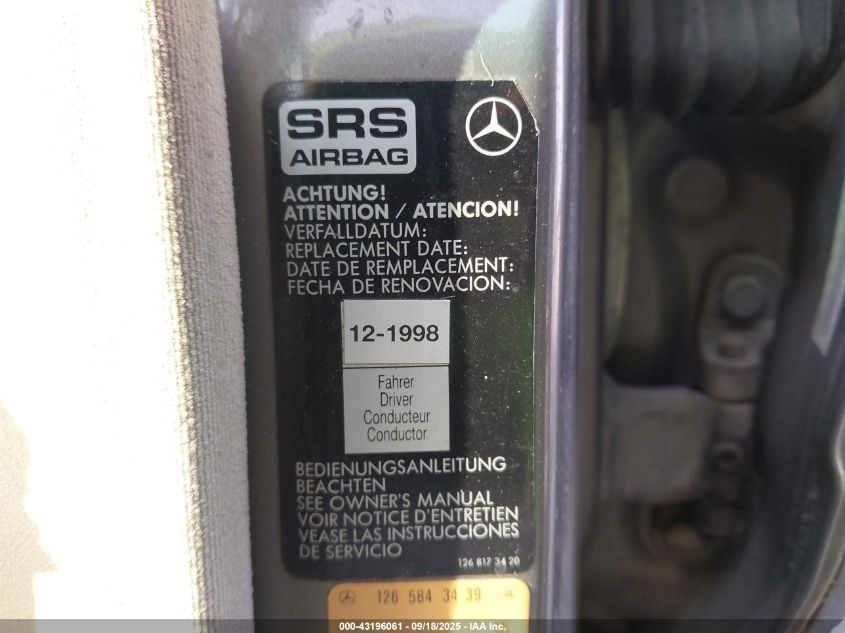 1989 Mercedes-Benz 300 Se VIN: WDBCA24D2KA444396 Lot: 43196061