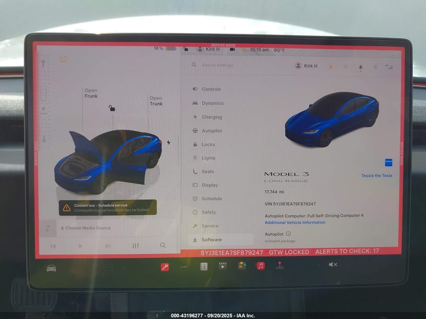 2025 Tesla Model 3 Long Range Rear-Wheel Drive VIN: 5YJ3E1EA7SF879247 Lot: 43196277