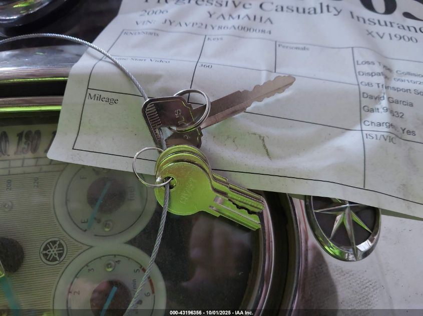 2006 Yamaha Xv1900 Ac VIN: JYAVP21Y86A000084 Lot: 43196356