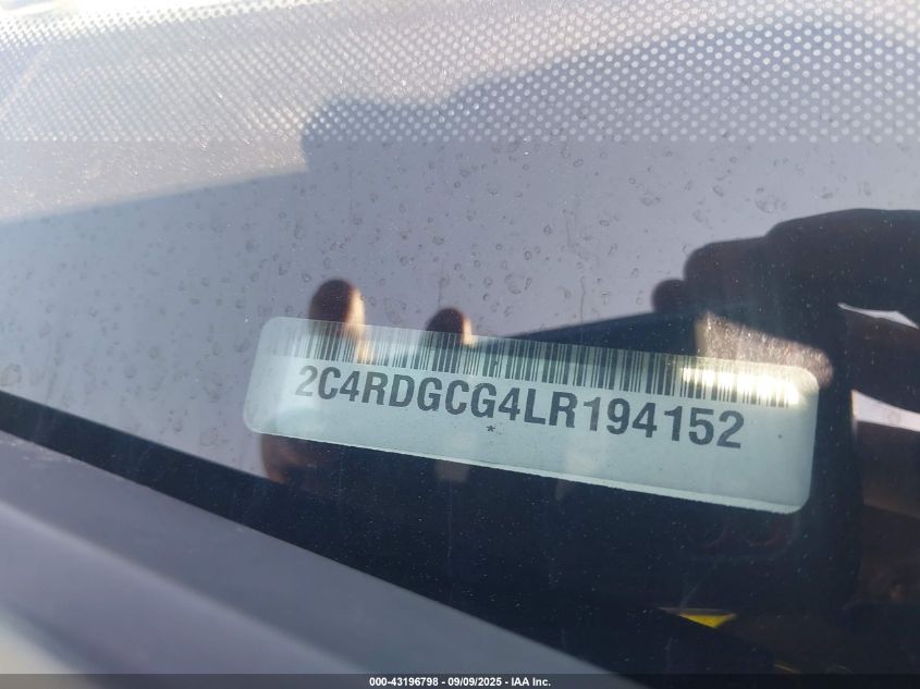 2020 Dodge Grand Caravan Sxt VIN: 2C4RDGCG4LR194152 Lot: 43196798