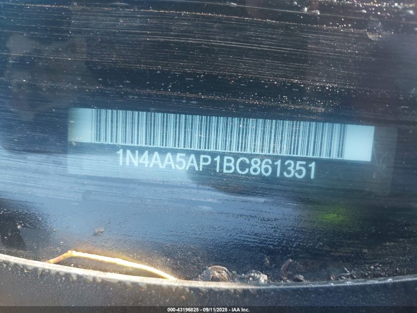2011 Nissan Maxima S/Sv VIN: 1N4AA5AP1BC861351 Lot: 43196825