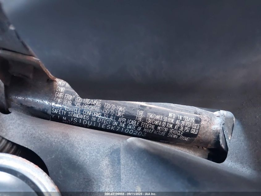 2019 Suzuki An400 A VIN: JS1DU11E5K7100203 Lot: 43196955