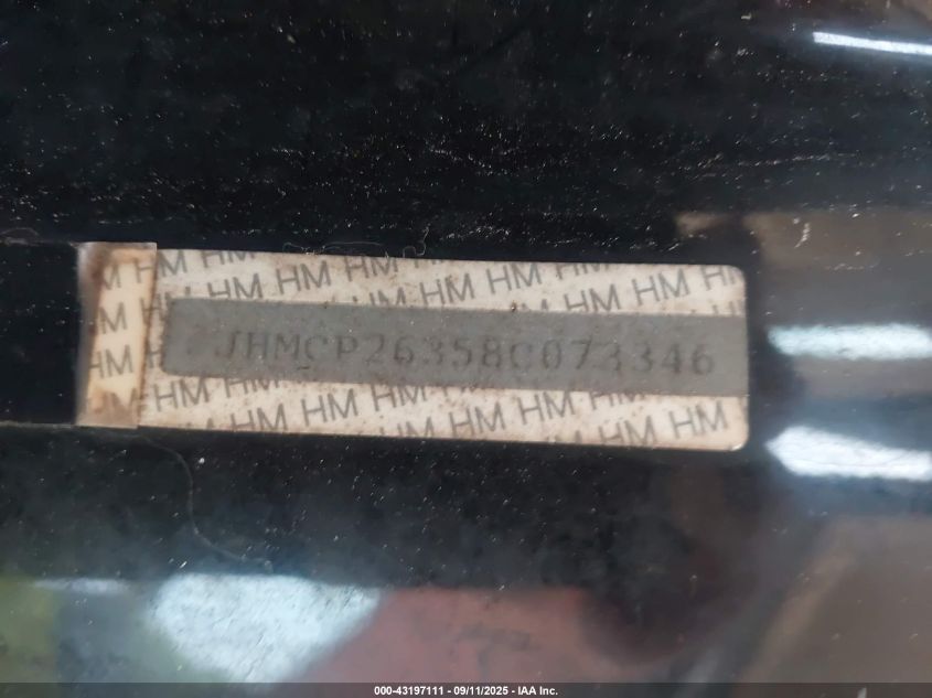 2008 Honda Accord Sdn Lx VIN: JHMCP26358C073346 Lot: 43197111