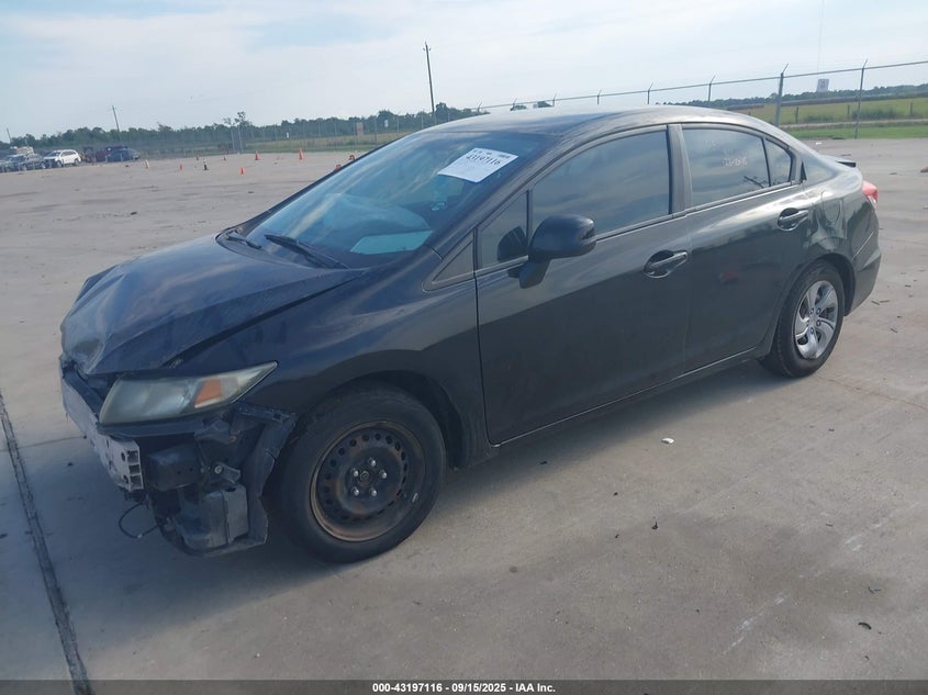 2013 Honda Civic Lx black sedan gasoline 2HGFB2F55DH600566 photo #3