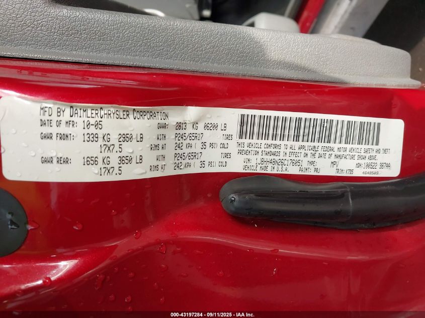 2006 Jeep Commander VIN: 1J8HH48N26C176051 Lot: 43197284