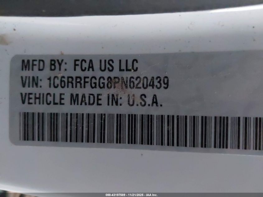 2023 Ram 1500 Tradesman 4X4 5'7 Box VIN: 1C6RRFGG8PN620439 Lot: 43197589