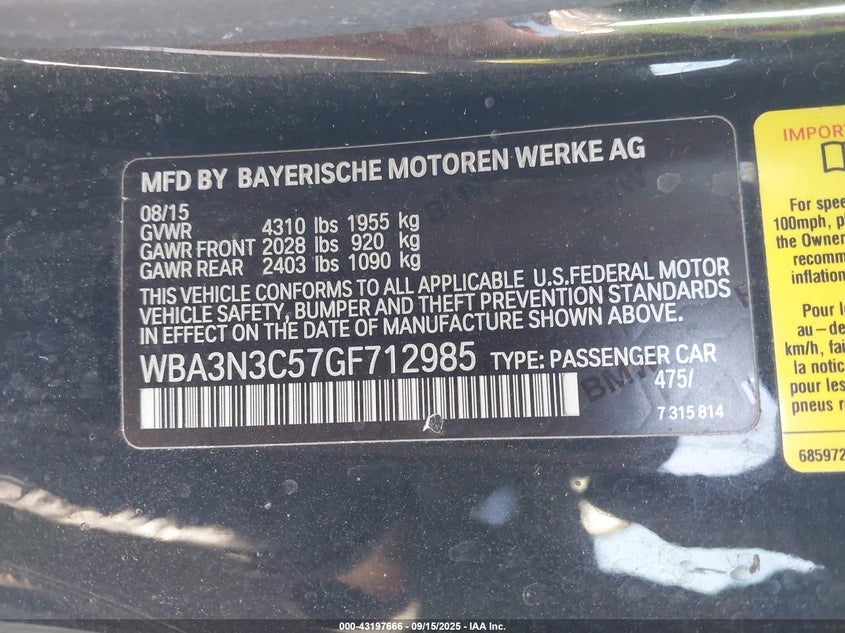 2016 BMW 428I WBA3N3C57GF712985