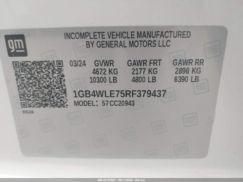 2024 Chevrolet Silverado 2500Hd 2Wd Long Bed Work Truck VIN: 1GB4WLE75RF379437 Lot: 43197857