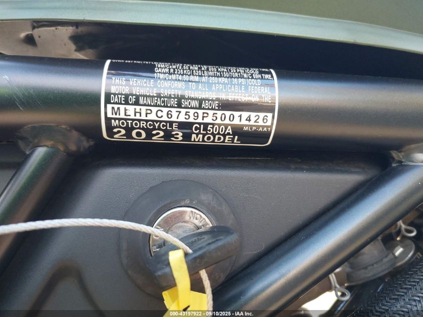 2023 Honda Cl500 A VIN: MLHPC6759P5001426 Lot: 43197922