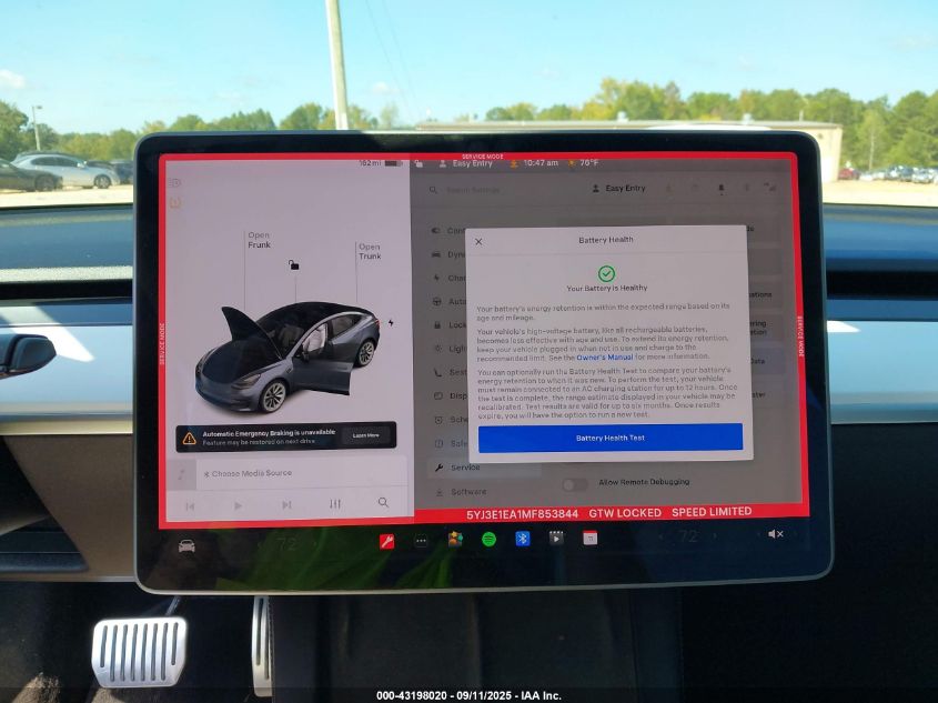 2021 Tesla Model 3 Standard Range Plus Rear-Wheel Drive VIN: 5YJ3E1EA1MF853844 Lot: 43198020