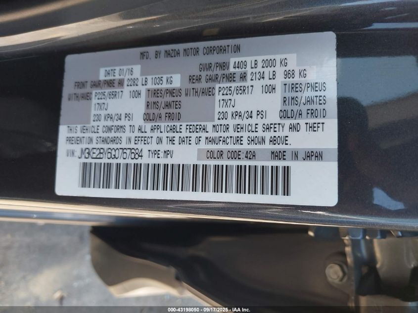 2016 Mazda Cx-5 Sport VIN: JM3KE2BY6G0767684 Lot: 43198050