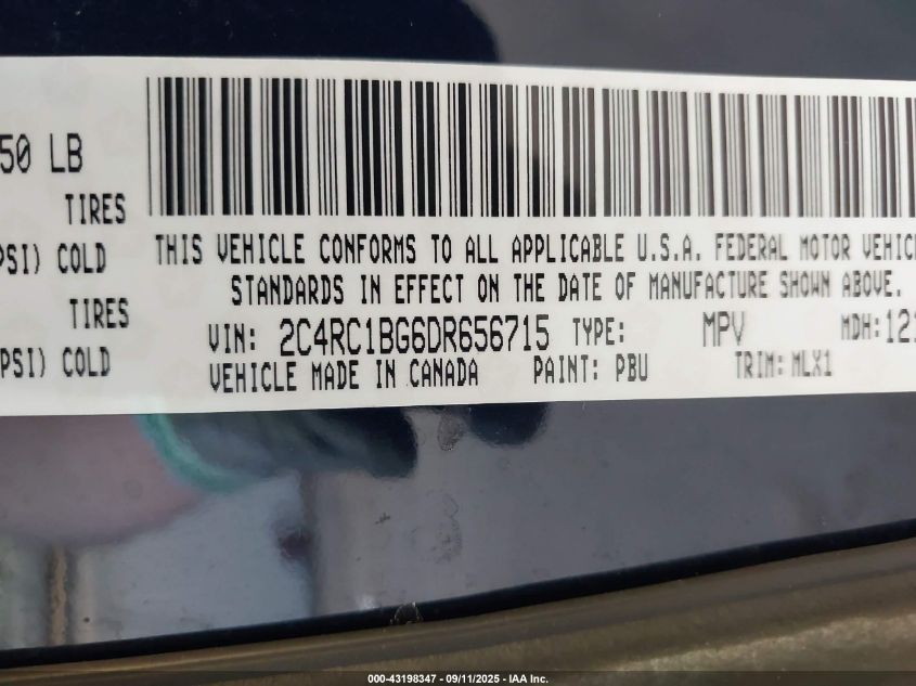 2013 Chrysler Town & Country Touring VIN: 2C4RC1BG6DR656715 Lot: 43198347