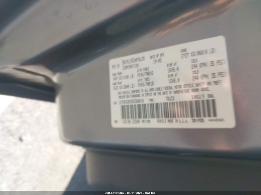 2006 Dodge Dakota Slt VIN: 1D7HE42KX6S560010 Lot: 43198380