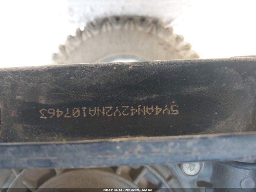 2022 Yamaha Yxe1000 VIN: 5Y4AN42Y2NA107463 Lot: 43198744