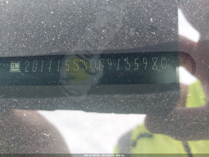 2016 Chevrolet Impala 2Lt VIN: 2G1115S30G9135980 Lot: 43198749