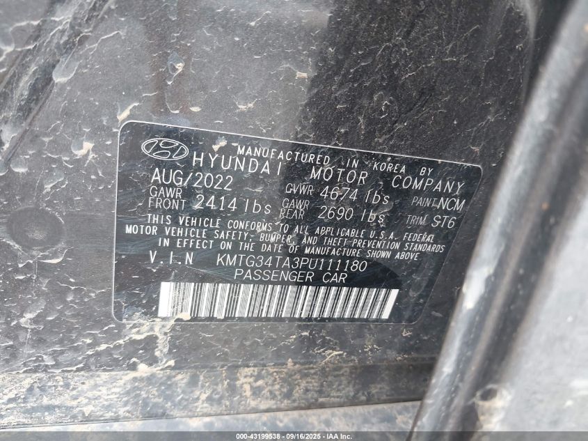 2023 Genesis G70 Prestige VIN: KMTG34TA3PU111180 Lot: 43199538