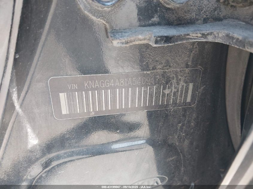 2010 Kia Optima Lx VIN: KNAGG4A81A5409471 Lot: 43199567