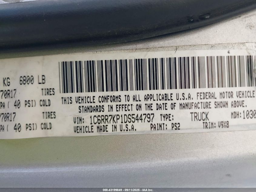 2013 Ram 1500 Tradesman VIN: 1C6RR7KP1DS544797 Lot: 43199849