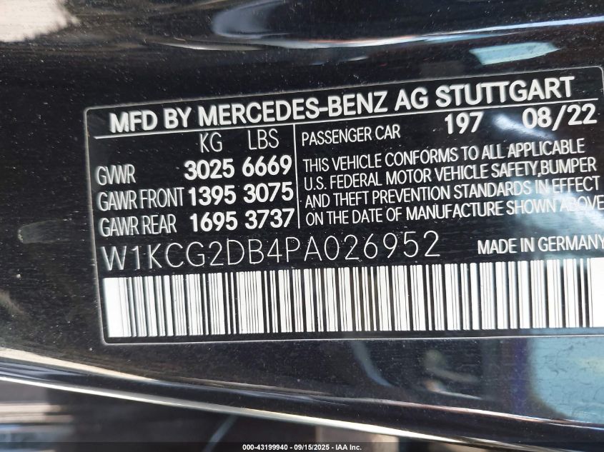 2023 MERCEDES-BENZ EQS 450+ - W1KCG2DB4PA026952