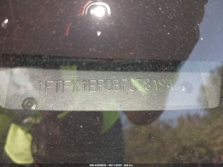 2011 Ford F-150 Xlt VIN: 1FTFX1EF0BFC78194 Lot: 43200030