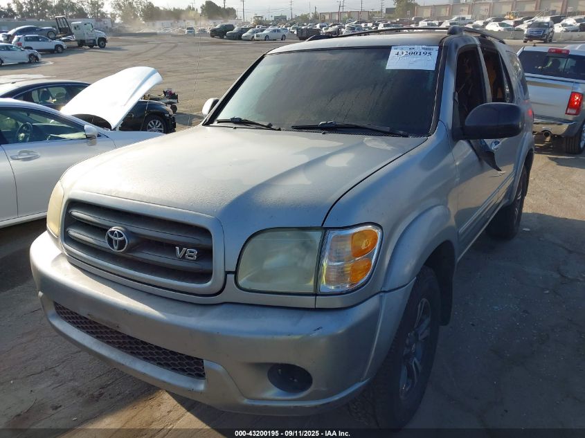 2002 Toyota Sequoia Sr5 V8 VIN: 5TDZT34A22S114438 Lot: 43200195