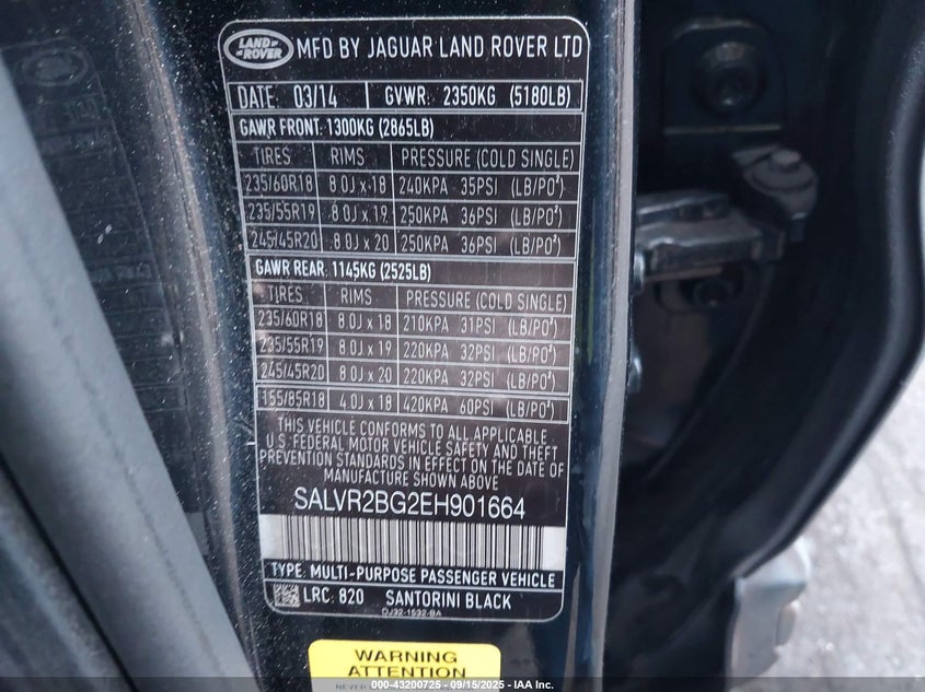 2014 LAND ROVER RANGE ROVER EVOQUE PURE SALVR2BG2EH901664