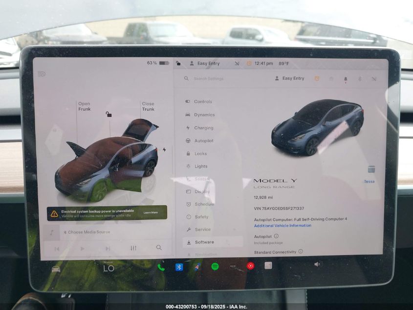 2025 Tesla Model Y Long Range Dual Motor All-Wheel Drive VIN: 7SAYGDED5SF271337 Lot: 43200753