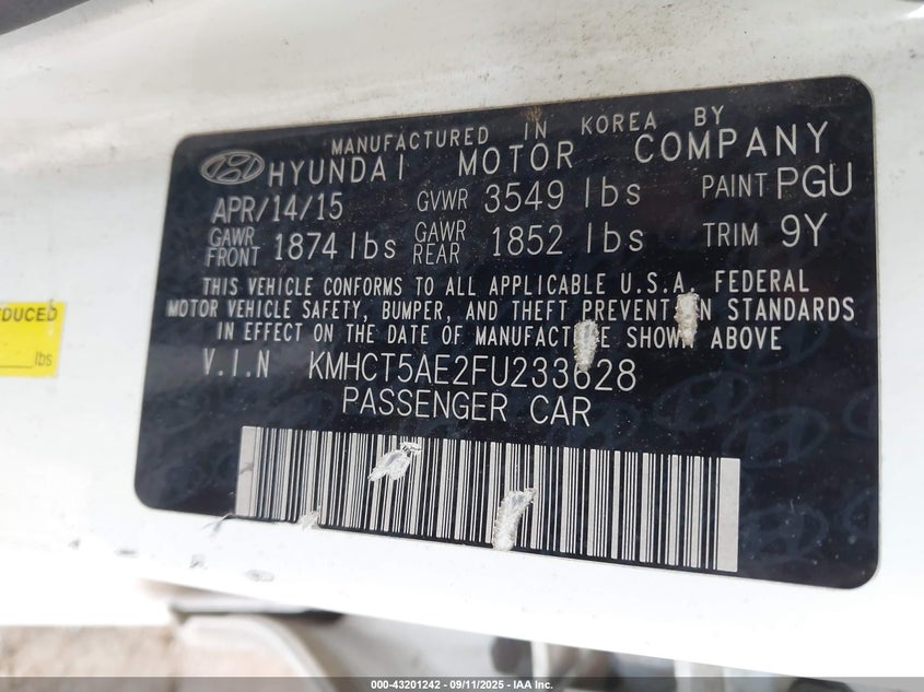 2015 HYUNDAI ACCENT GS - KMHCT5AE2FU233628