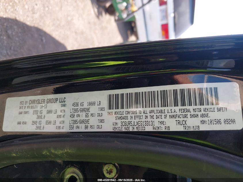 2014 Ram 2500 Big Horn VIN: 3C6UR5JLXEG133131 Lot: 43201942