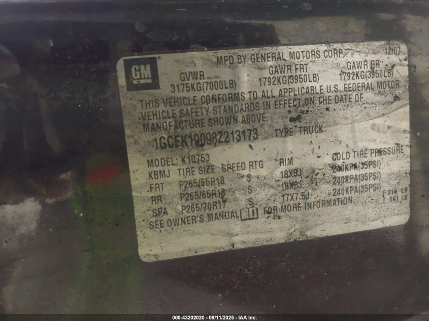 2008 Chevrolet Silverado 1500 Lt1 VIN: 1GCEK19098Z213173 Lot: 43202020