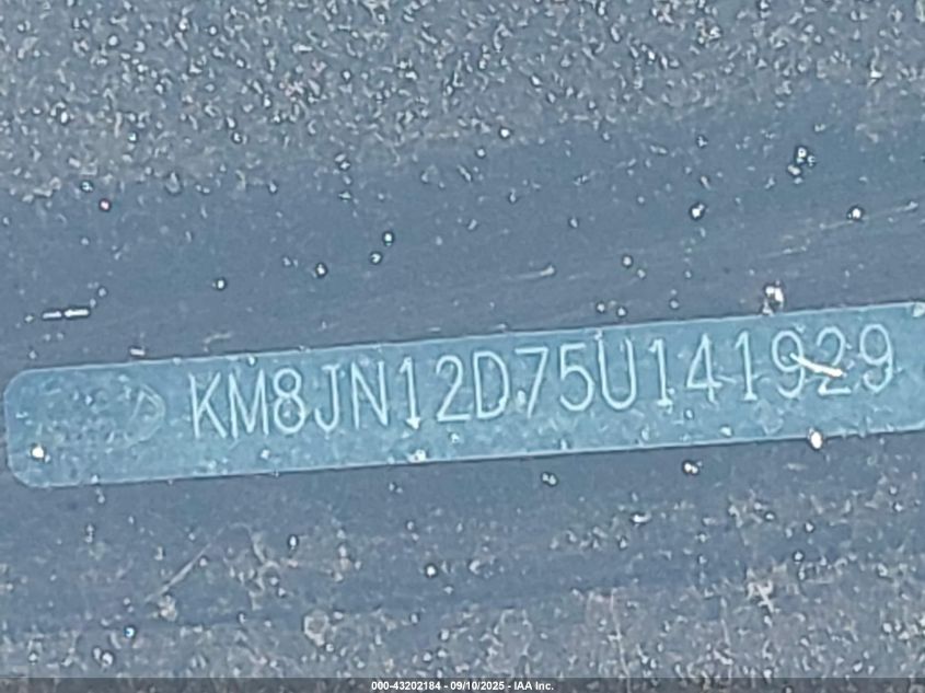 2005 Hyundai Tucson Gls/Lx VIN: KM8JN12D75U141929 Lot: 43202184