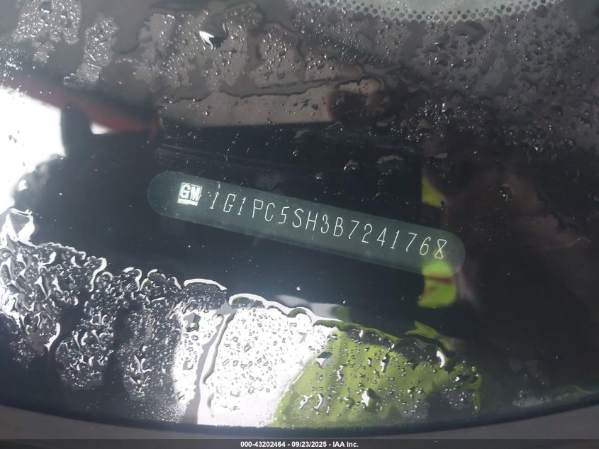 2011 Chevrolet Cruze Ls VIN: 1G1PC5SH3B7241768 Lot: 43202464