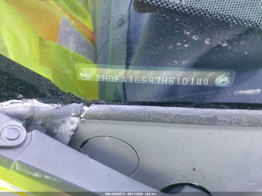 2007 Honda Civic Lx VIN: 2HGFA16597H510144 Lot: 43202573