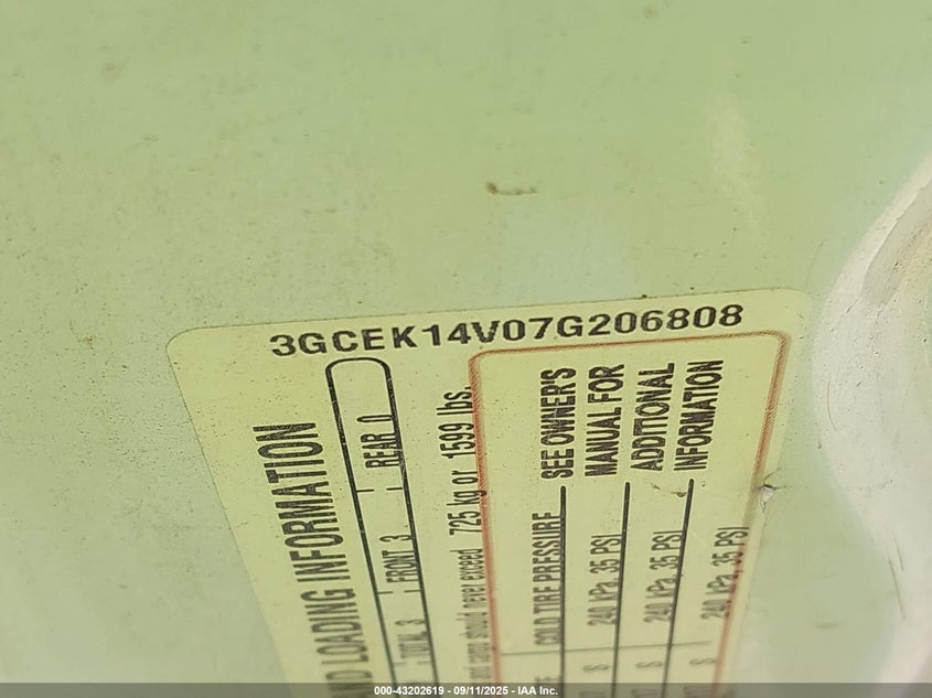 3GCEK14V07G206808 2007 CHEVROLET SILVERADO photo no. 9