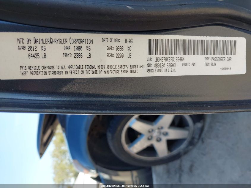 2007 Dodge Caliber R/T VIN: 1B3HE78K87D103464 Lot: 43202856
