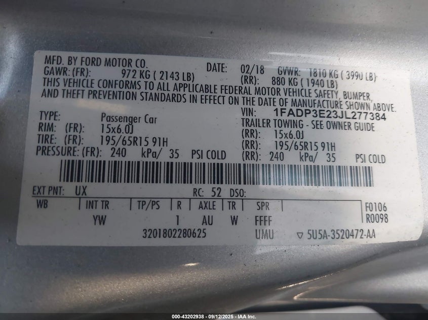 2018 FORD FOCUS S - 1FADP3E23JL277384