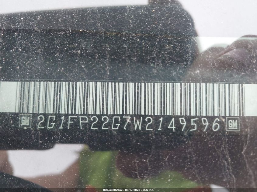 1998 Chevrolet Camaro Z28 VIN: 2G1FP22G7W2149596 Lot: 43202942