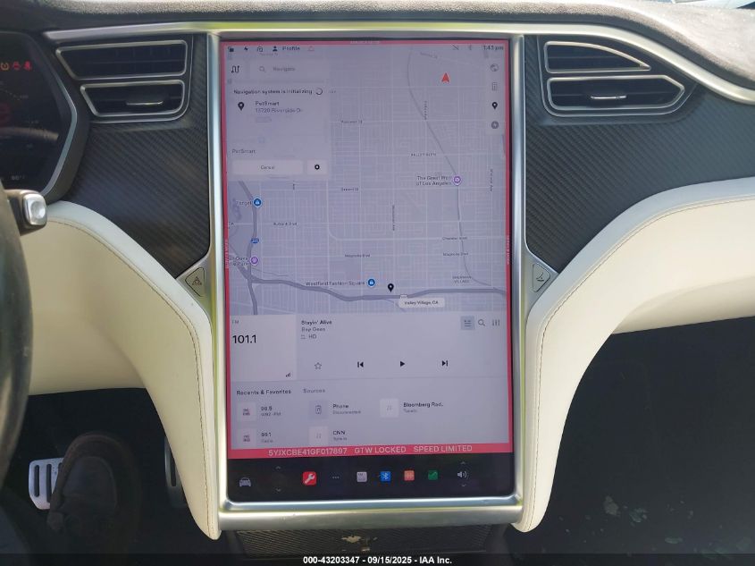 2016 Tesla Model X 75D/P100D/P90D VIN: 5YJXCBE41GF017897 Lot: 43203347