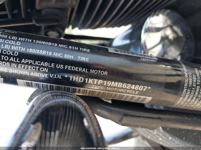 2021 Harley-Davidson Fltrxs VIN: 1HD1KTP19MB624807 Lot: 43203398