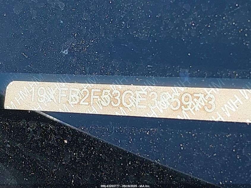 2012 Honda Civic Lx VIN: 19XFB2F53CE385973 Lot: 43203777