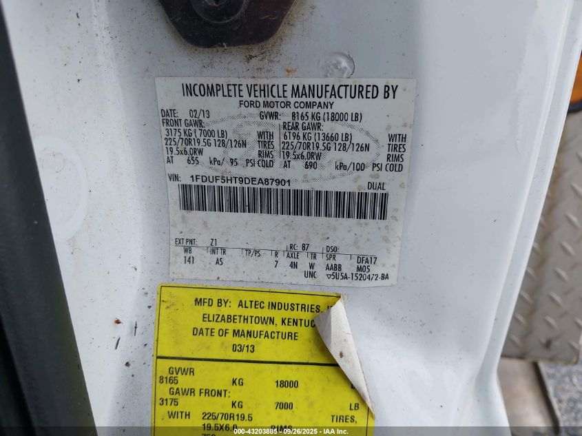 2013 Ford F-550 Chassis Xl VIN: 1FDUF5HT9DEA87901 Lot: 43203885