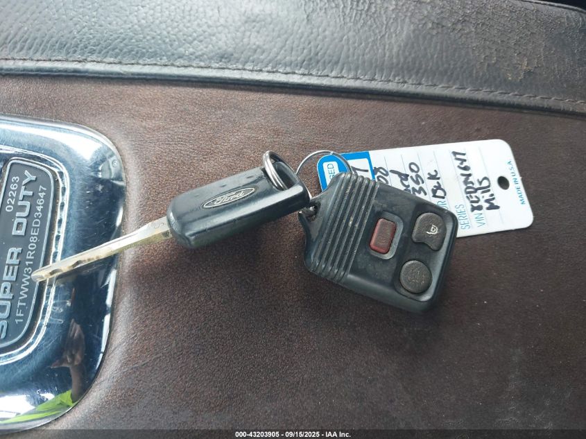 2008 Ford F-350 Lariat VIN: 1FTWW31R08ED34647 Lot: 43203905