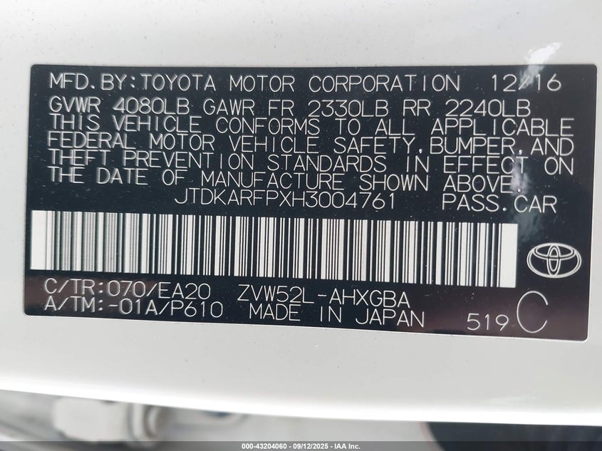 2017 TOYOTA PRIUS PRIME PREMIUM - JTDKARFPXH3004761