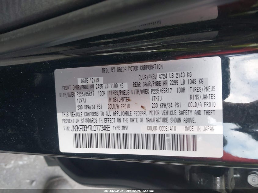 2020 MAZDA CX-5 SPORT - JM3KFBBM7L0773465