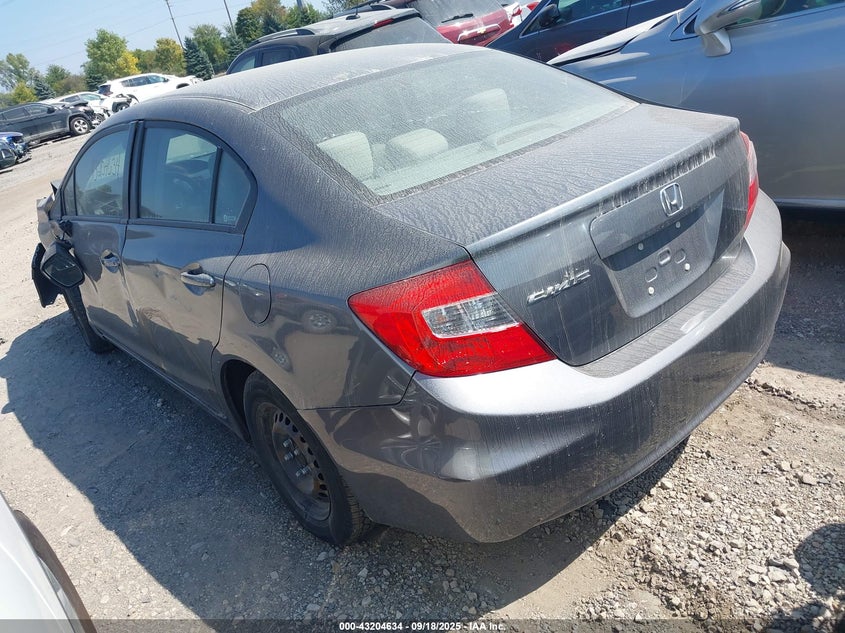 2012 Honda Civic Lx grey sedan gasoline 19XFB2F50CE097733 photo #4