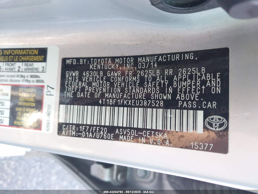 2014 TOYOTA CAMRY SE - 4T1BF1FKXEU387528