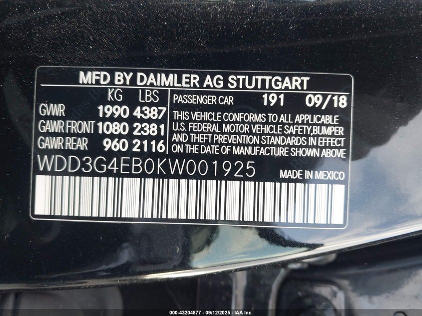 2019 MERCEDES-BENZ A 220 - WDD3G4EB0KW001925